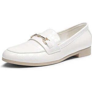 Dream Pairs Women's White-stone Faux Leather Comfortable Flats Penny Loafers